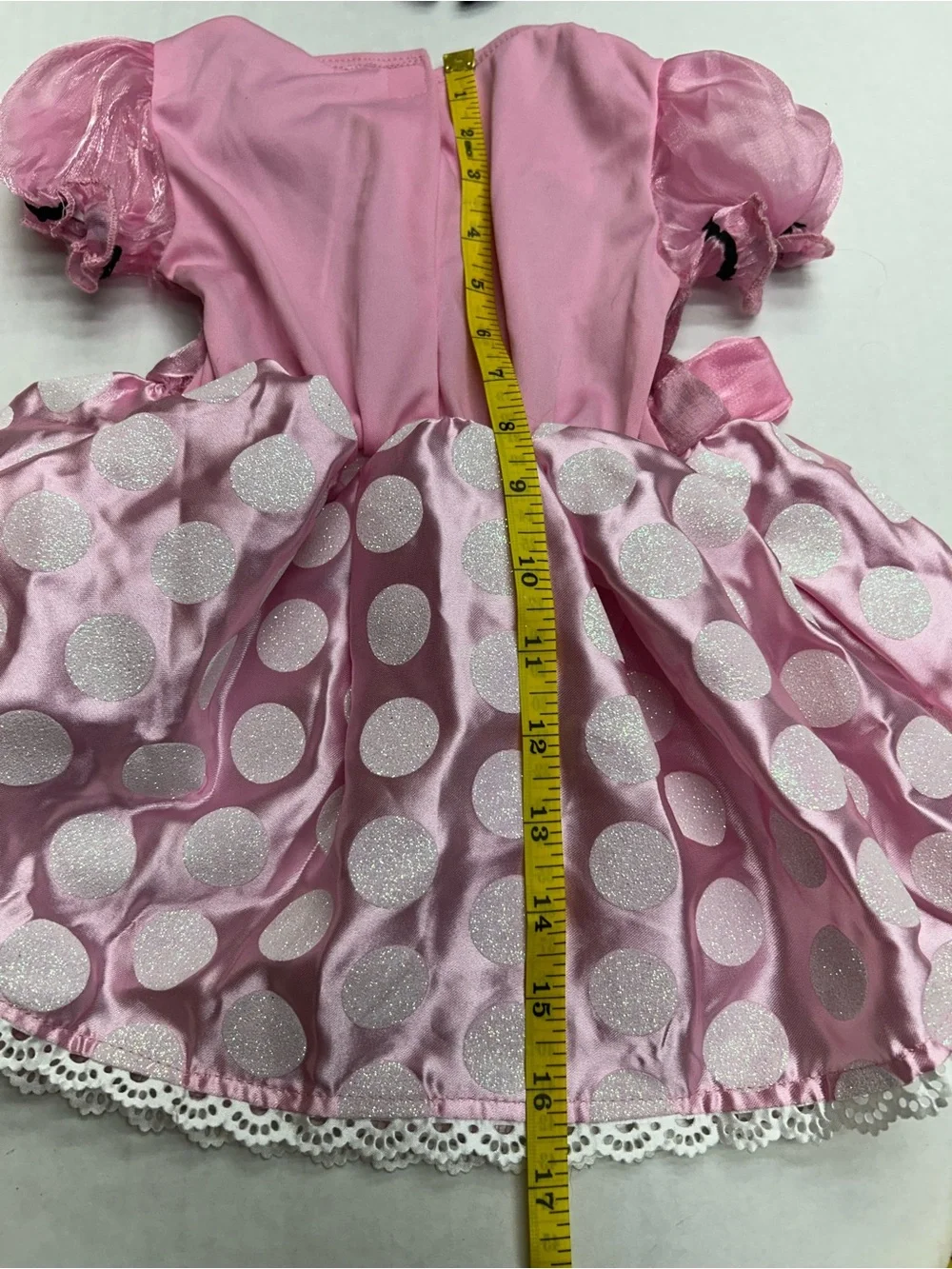 Disney Baby Minnie Mouse Pink Polka Dot Costume Dress Glitter Bodice 12-24m